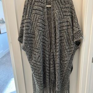 Anthropology Do Everything in Love Charcoal Knit Poncho one size